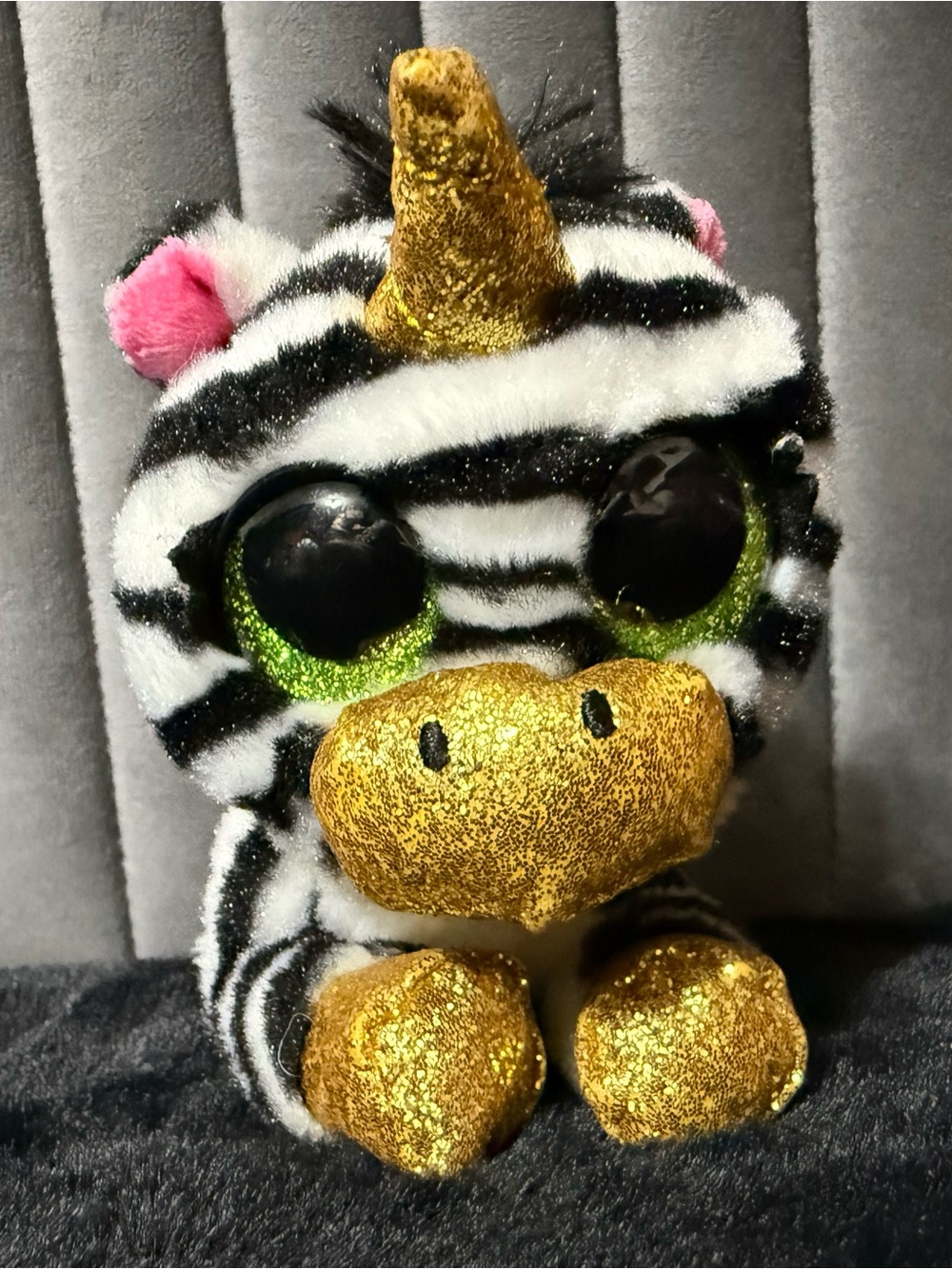 💖4/$25- Rainbow Designs Zebra Unicorn Plush Beanie Glitter Gold Horn Big Eyes
